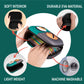 Pouch with colorful items held by a hand, featuring text on material properties.