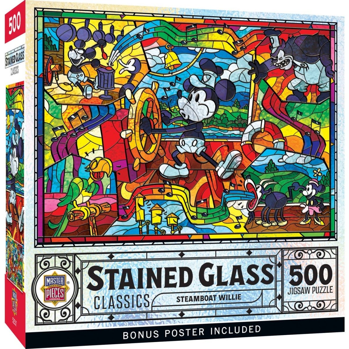 Stained Glass - Steamboat Willie 500 Piece Jigsaw Puzzle - Leo's Treasure Box