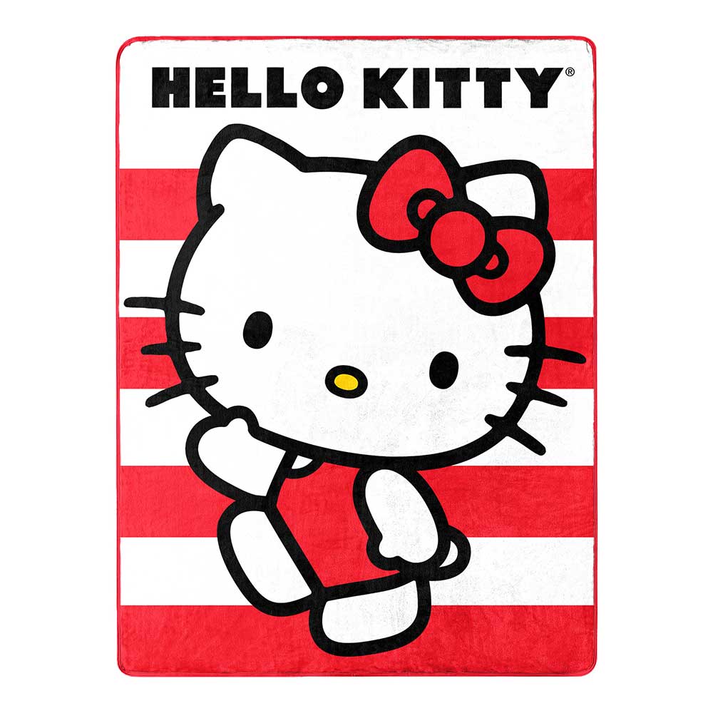 Hello Kitty Waving Stripes Silk Touch Throw 46x60 - Leo's Treasure Box