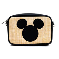 Disney Mickey Mouse Embroidered Ears Signature Raffia Straw Bag Cross Body