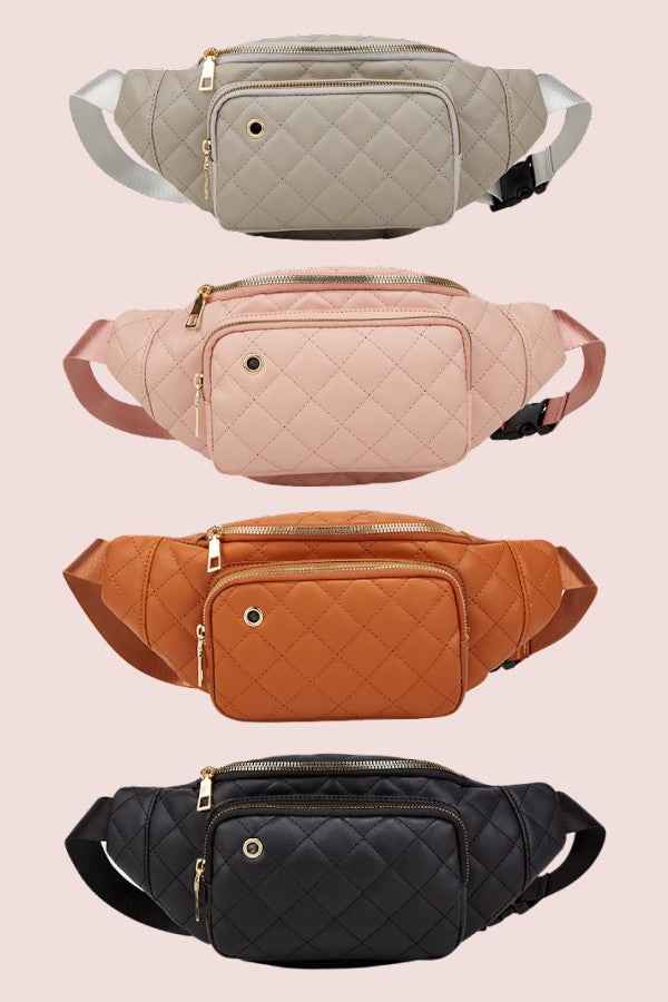 Quilted Sling Crossbody Bag Vegan Leather