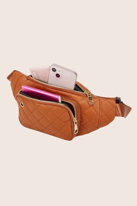 Quilted Sling Crossbody Bag Vegan Leather