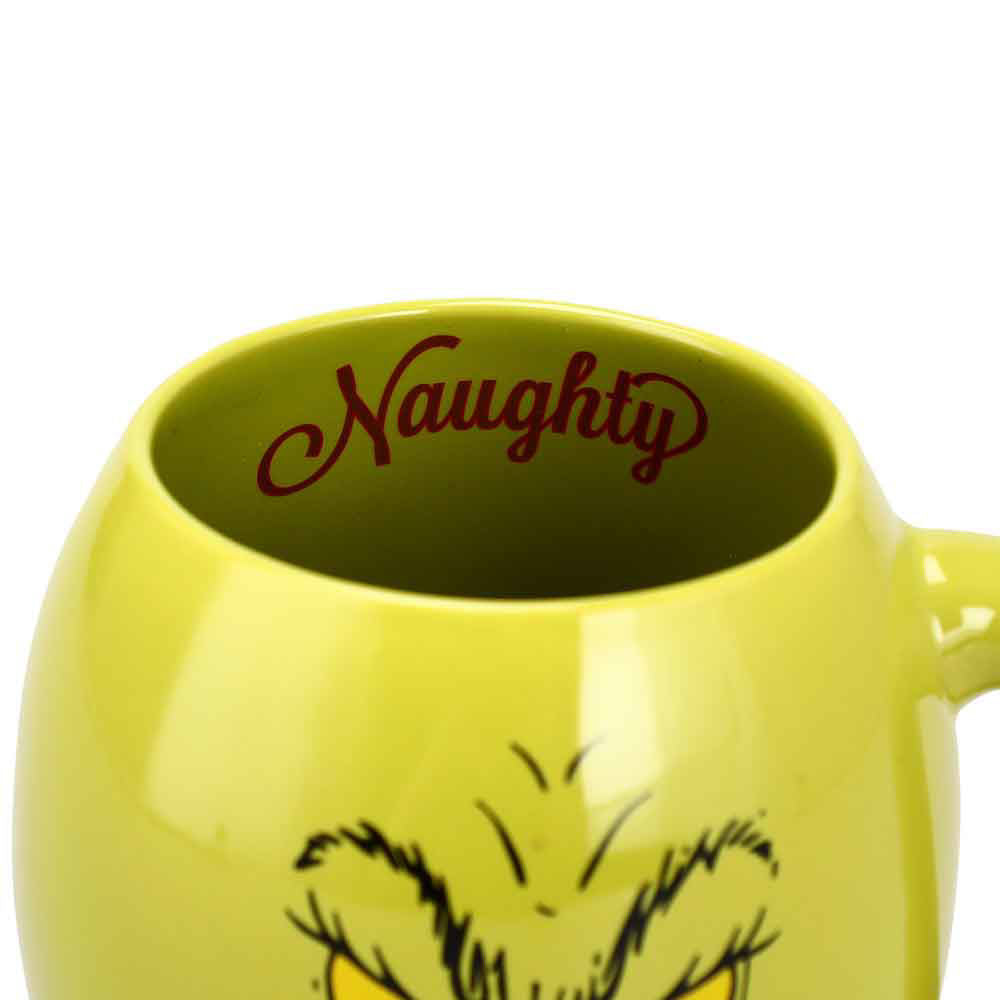 The Grinch Big Face Naughty or Nice Green 18 oz Oval Ceramic Coffee Mug