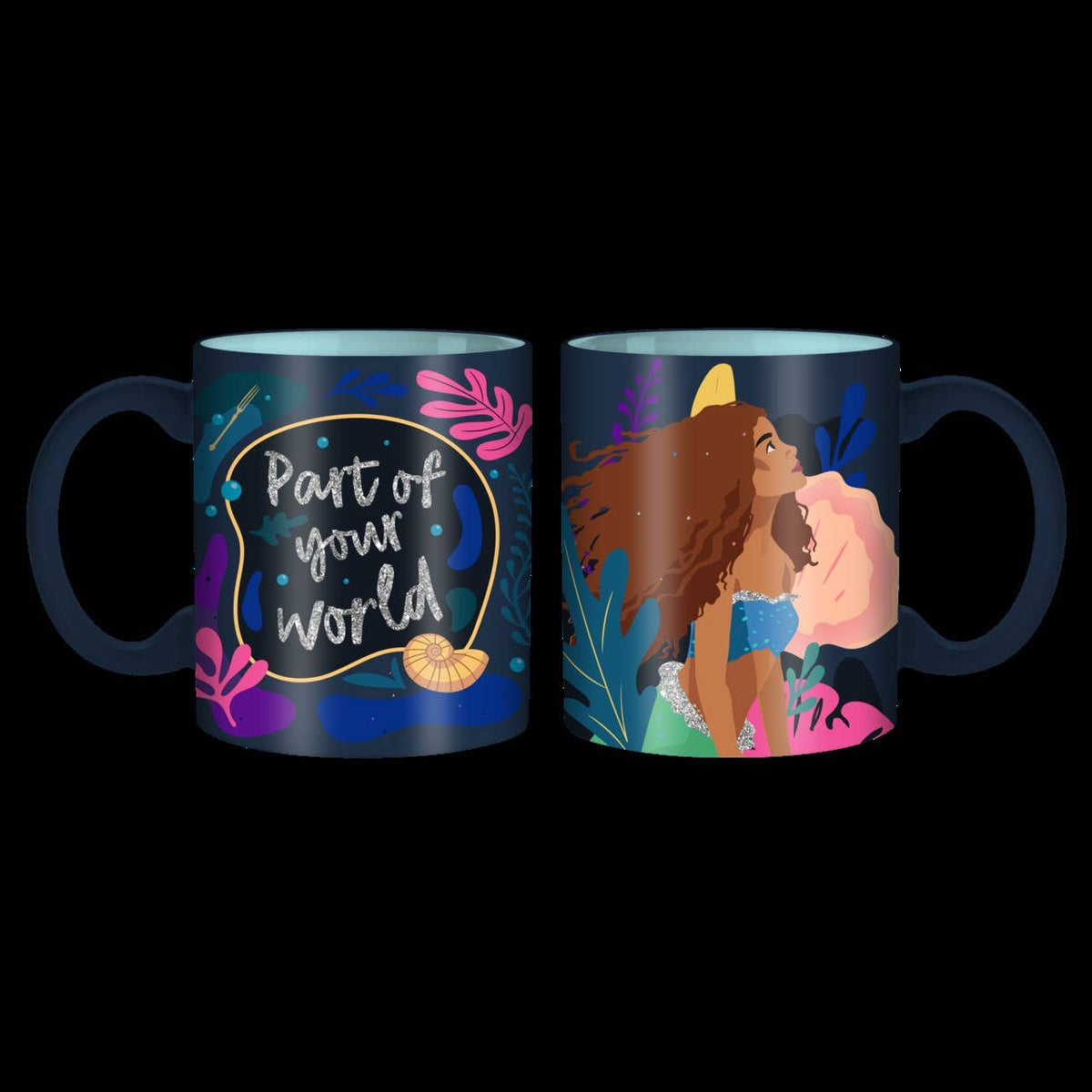 The Little Mermaid 20oz ceramic mug with glitter accents – Ariel Disney coffee cup for collectors